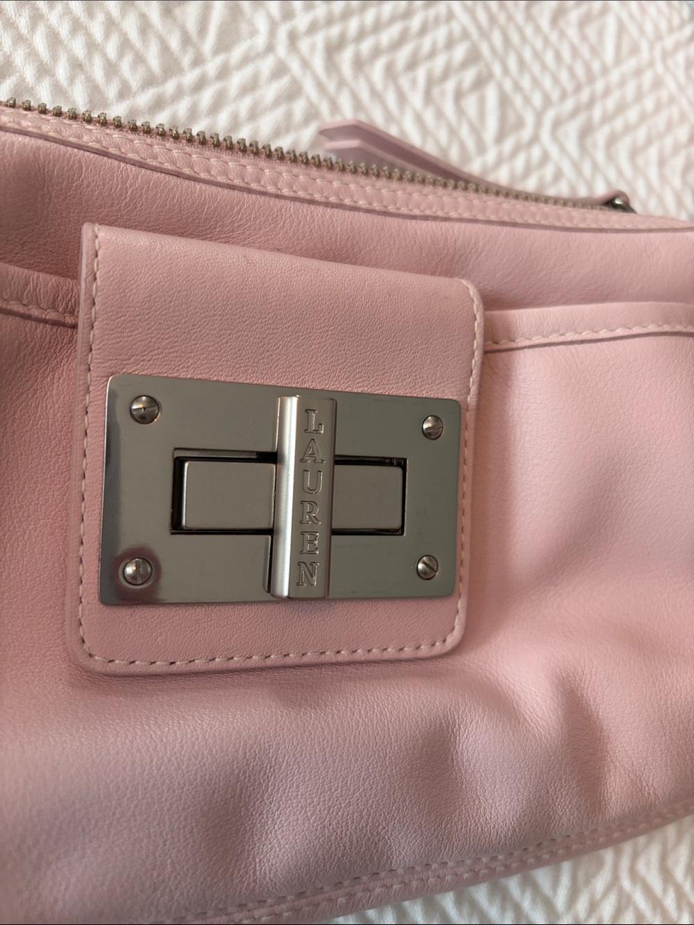 Lauren Ralph Lauren Dusty Pink Leather Shoulder Bag - Picture 2 of 4